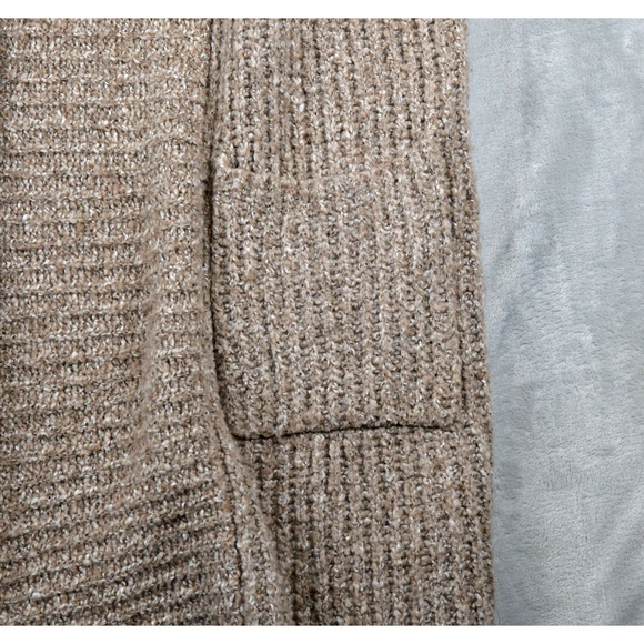 Cozy Casual Hooded Cardigan Women S/M Oversized Brown Knit Open Front Sweater - Picture 5 of 9